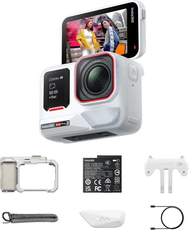 Insta360 Ace Pro 2 (Arctic White) | Xplorer Bundle (Moonlight Silver)